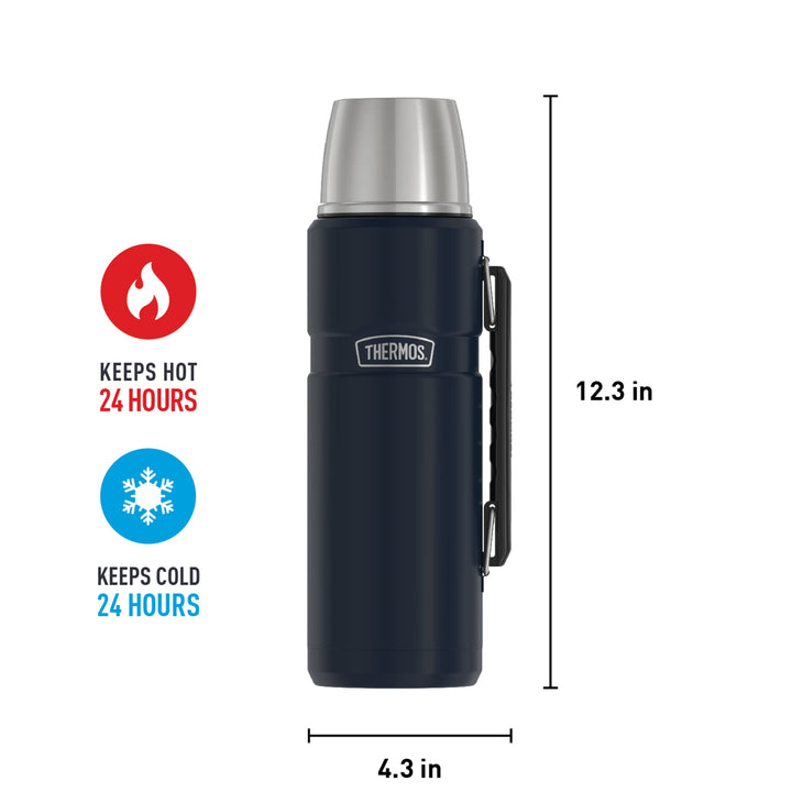 THERMOS Stainless King Vacuum-Insulated Beverage Bottle, 40 Ounce, Midnight Blue THERMOS