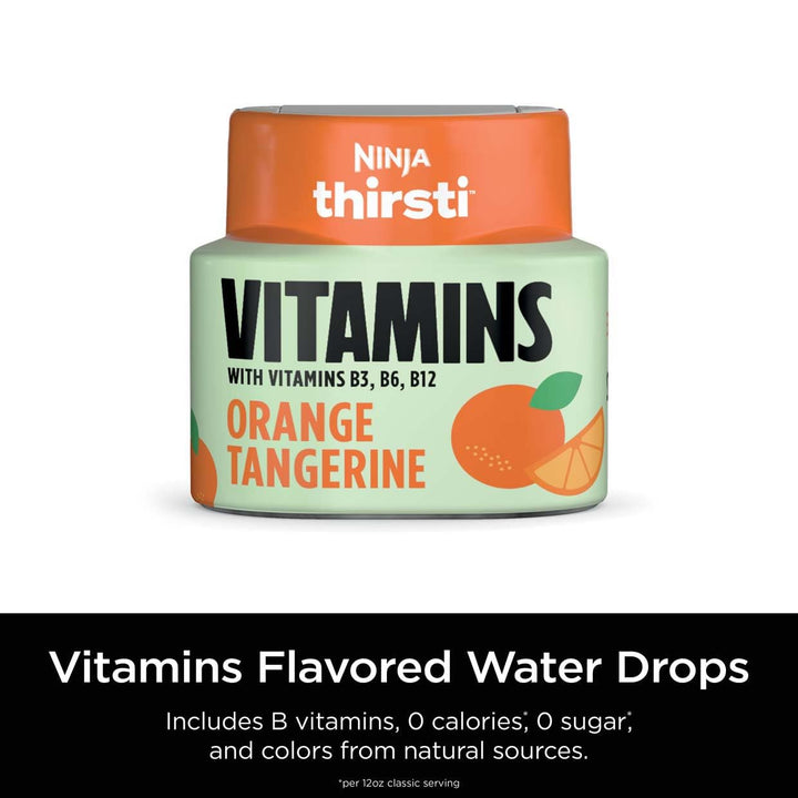 Ninja Thirsti Flavored Water Drops, VITAMINS With Vitamins B3, B6, B12, Orange Tangerine, 3 Pack, Zero Calories, Zero Sugar, 2.07 Fl Oz, Makes 17, 12oz Drinks, WCFOTNGAM