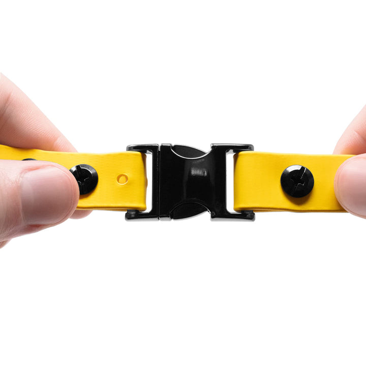 Educator Quick Snap Bungee Dog Collar, Biothane, Waterproof, Odorproof, Easy Connect and Disconnect Clasp and D Ring with Comfort Bungee Loop, Adjustable for Custom Fit, 1-Inch, Yellow 1" Wide Fits 800 and 1200 Series