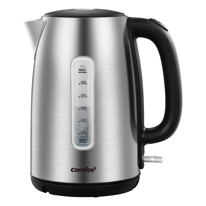 COMFEE' Stainless Steel Electric Kettle, 1.7 Liter Tea Kettle Electric & Hot Water Kettle, 1500W Fast Boil with LED Light, Auto Shut-Off and Boil-Dry Protection 1.8 Quarts