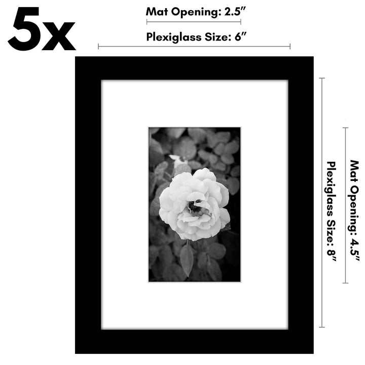 Americanflat 12x16 Picture Frame with Polished Plexiglass - Set of 5 - Use as 8.5x11 Frame with Mat or 12x16 Frame Without Mat - Galleria Collection - Gallery Wall Frame Set for Wall Display - White