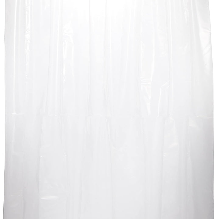 Basics Water Resistant 8-Gauge PEVA Shower Curtain Liner with Bottom Magnets and Plastic Hooks, 72"L x 72"W, Clear 72" x 72" PEVA with Magnets