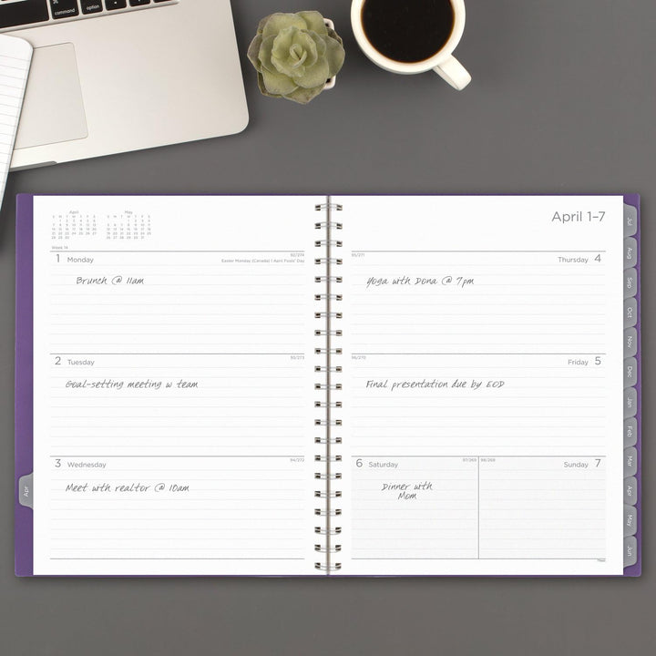 Mead Planner 2024-2025 Academic, Weekly & Monthly, 8 1/2" x 11", Large, Basic, Purple (CAW62059) Large - Purple Planner Academic Year: April 2024–June 2025