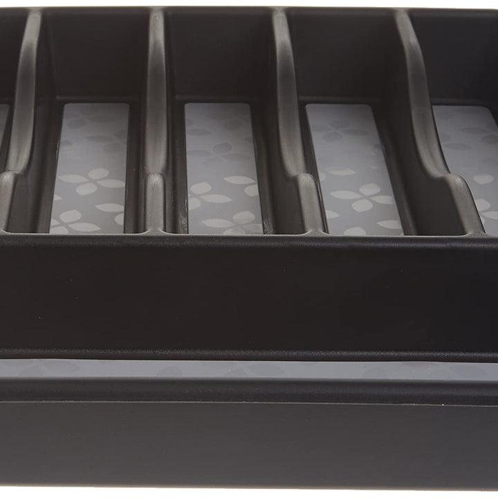 Rubbermaid No-Slip Large, Silverware Tray Organizer, 11.75"D x 15"W x 1.75"H, Black with Gray