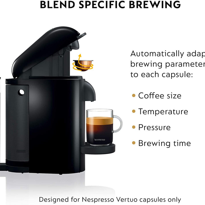 Nespresso Vertuo Plus Deluxe Coffee and Espresso Maker by Breville, Black Machine