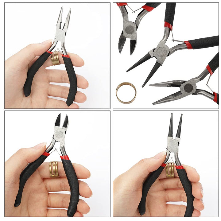 4PCS Jewelry Pliers Set - (Needle Nose Pliers,Round Nose Pliers,Wire Cutters Pliers,Jump Ring Opener) - Mini Pliers for Jewelry Making, Earring Pliers,Jewelry Tools Kit,DIY Craft Pliers