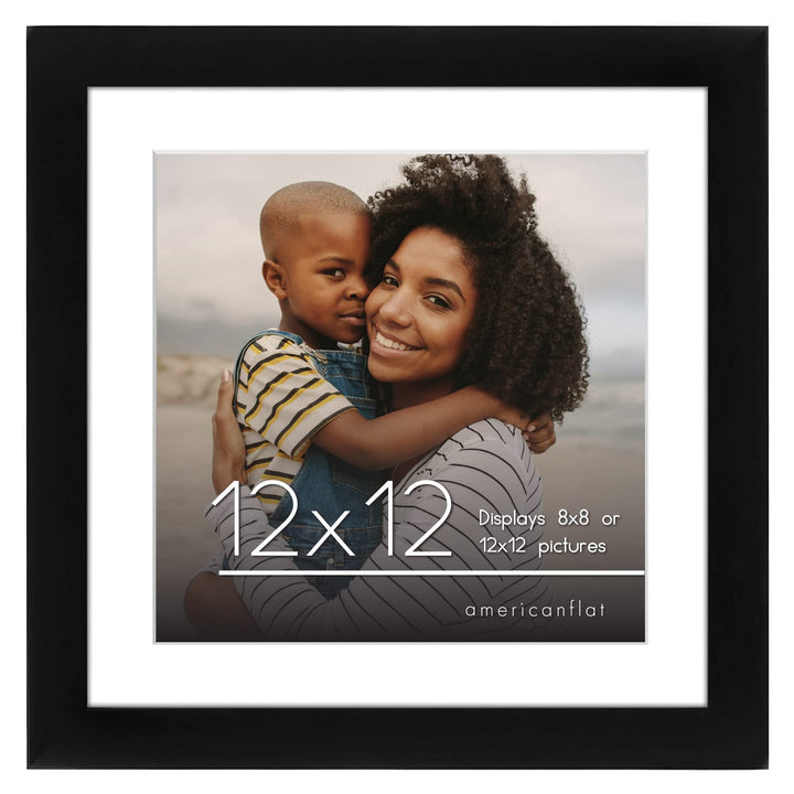 Americanflat 6x8 Picture Frame with Shatter-Resistant Glass - Use as 3x5 Frame with Mat or 6x8 Frame Without Mat - Signature Collection - Photo Frame for Tabletop and Wall Display - White 6x6