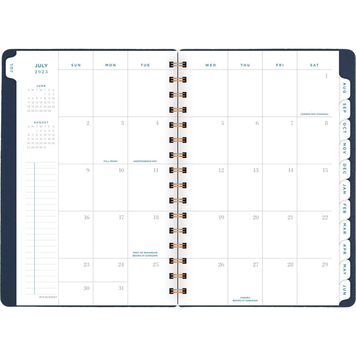 AT-A-GLANCE 2023-2024 Academic Planner, Weekly & Monthly, 5-1/2" x 8-1/2", Small, Monthly Tabs, Pocket, Flexible Cover, Signature Collection, Navy (YP200A20) 2023-2024 New Edition