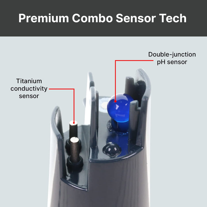 Apera Instruments AI104G GroStar Series GS4 pH/EC/500ppm/700ppm Combo 5-in-1 Pen Tester Kit with Replaceable Double-Junction pH/EC Probe for Hydroponics Water Quality Testing, Gen II pH/EC/ppm