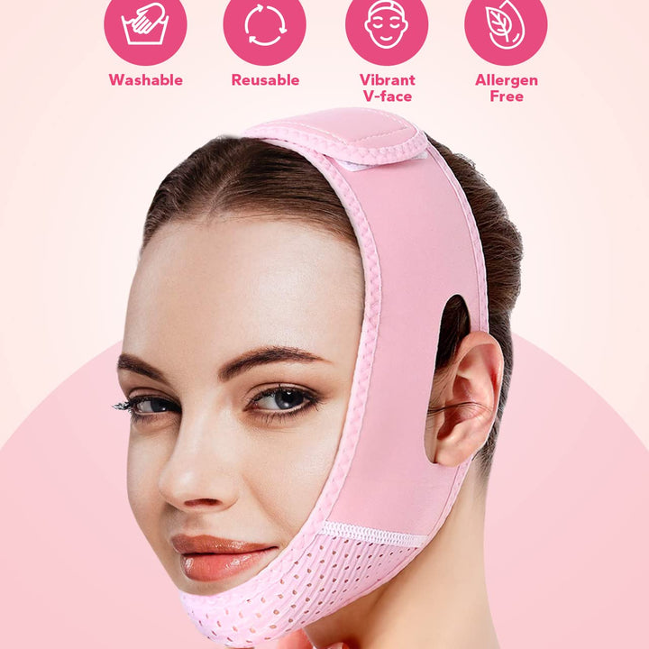 Meto Reusable Face Strap, V Line Mask, Double Chin Reducer, Chin Up Patch, Chin Strap, V Shaped Belt, V Shaped Face Mask for Sagging