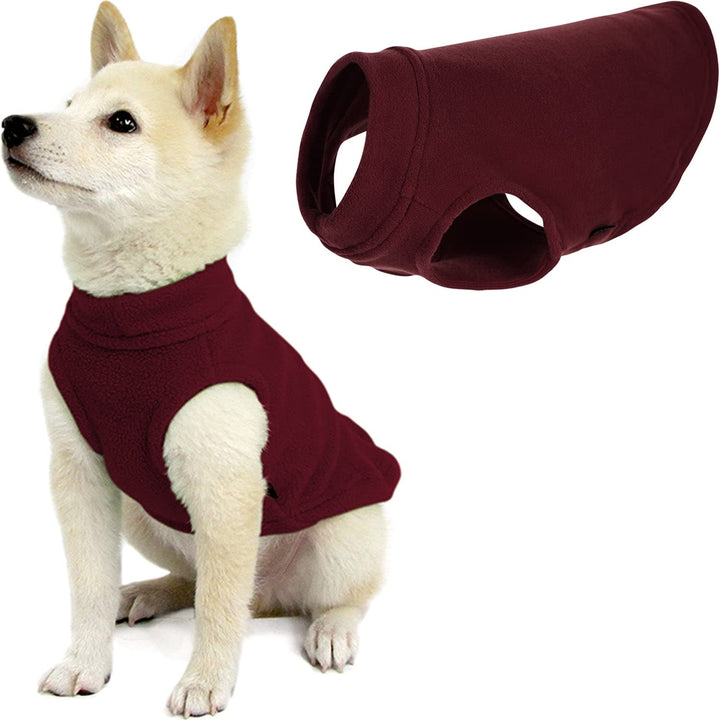 Gooby Stretch Fleece Vest Dog Sweater - Burgundy, Medium - Warm Pullover Fleece Dog Jacket - Winter Dog Clothes for Small Dogs Boy or Girl - Dog Sweaters for Small Dogs to Dog Sweaters for Large Dogs Medium Length (11.5")