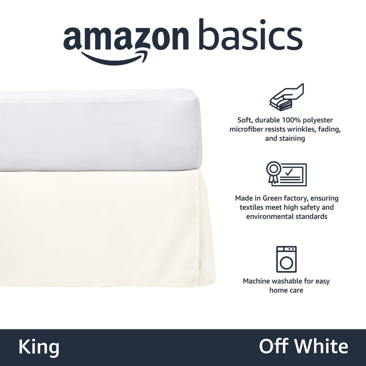 Basics Lightweight Pleated Bed Skirt, King, Off White