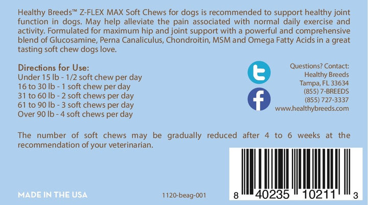 Healthy Breeds Beagle Z-Flex Max Hip and Joint Soft Chews 50 Count 50 Ct