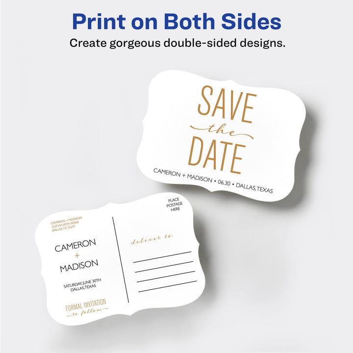 Avery Postcards with Flourish Edges and Sure Feed Technology, 3.5" x 5", Matte White, 100 Cards Total, Laser/Inkjet Printable Cards (5627) Matte White, Rounded Edges