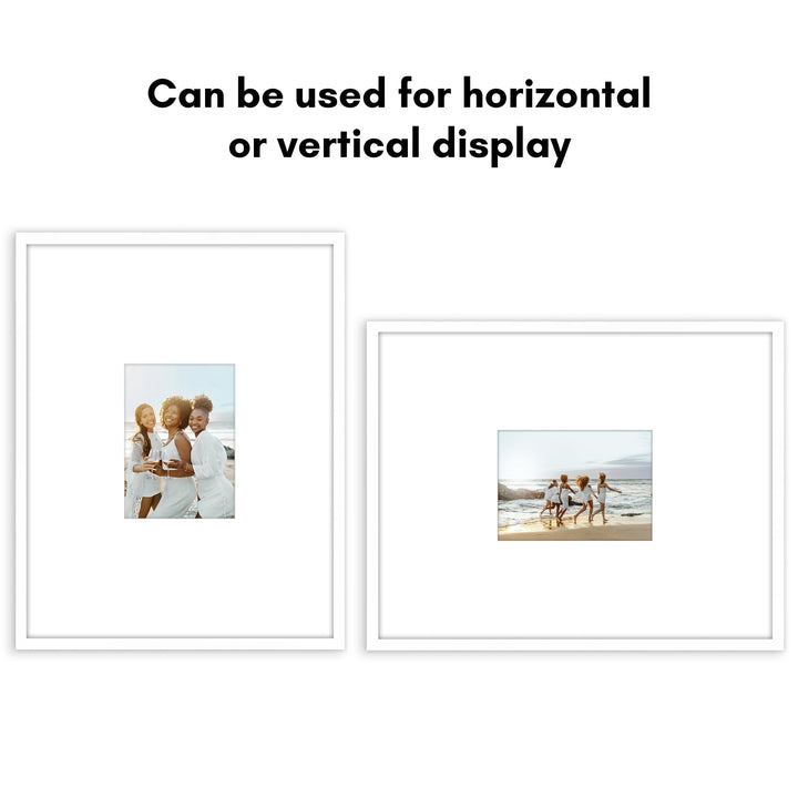 Americanflat 14x18 Picture Frame in White - Use as 5x7 Picture Frame with Mat or 14x18 Frame Without Mat - Thin Border Photo Frame with Plexiglass Cover - Vertical or Horizontal Wall Display