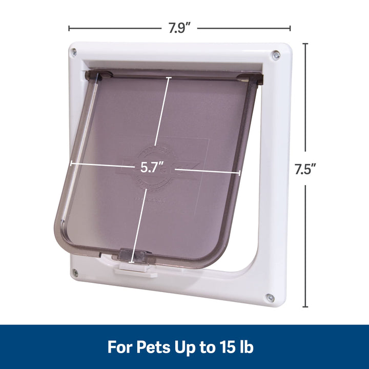 PetSafe Interior Cat Door: 2-Way Locking, Indoor Pet Door Flap - Tinted Privacy Door for Cat Litter Box or Pet Feeder, Built-In Door Lock, Durable Door Frame, DIY Easy Install, Hardware Kit Included, Small, White 2-Way Lock