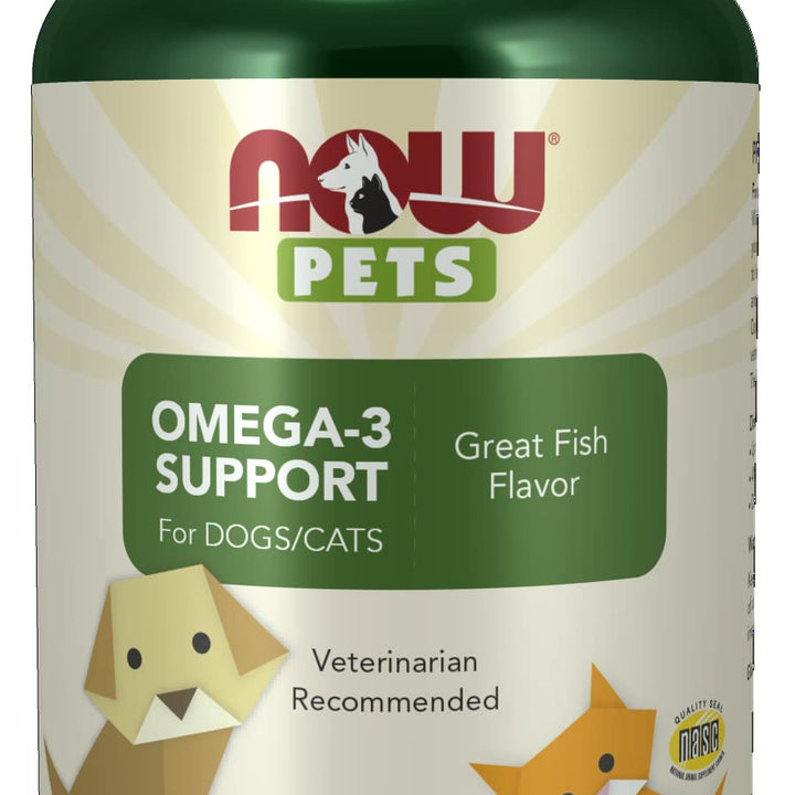 NOW Pet Health, Omega 3 Supplement, Formulated for Cats & Dogs, NASC Certified, 180 Softgels