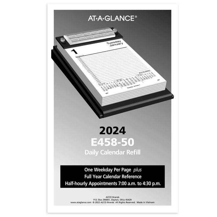 AT-A-GLANCE 2024 Daily Desk Pad Calendar Refill, 5" x 8", Large, Style (E4585024) 2024 Old Edition Pad Style