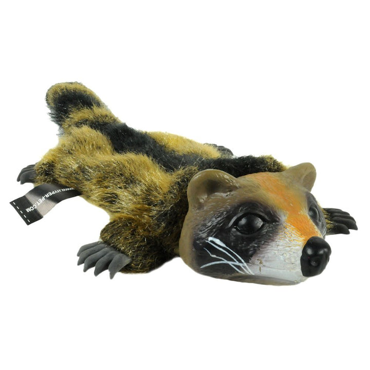 Hyper Pet Real Skinz Plush Dog Toy with Squeaker, Raccoon Brown Large