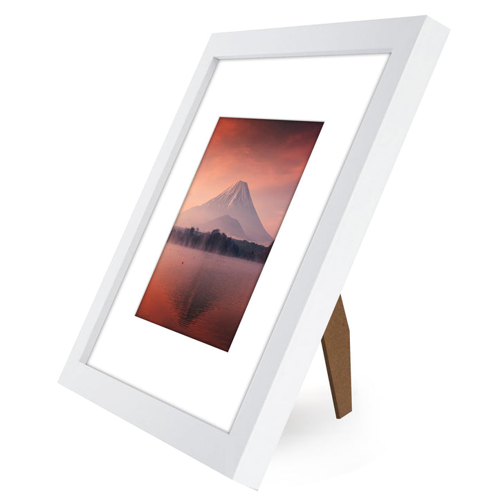 Americanflat 6x8 Picture Frame with Shatter-Resistant Glass - Use as 3x5 Frame with Mat or 6x8 Frame Without Mat - Signature Collection - Photo Frame for Tabletop and Wall Display - White 6x6