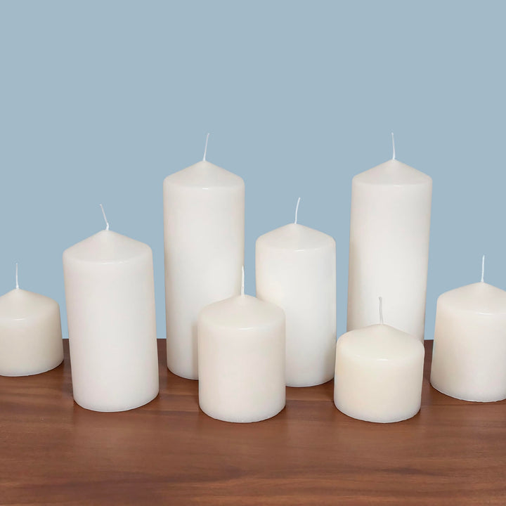 Stonebriar 3 Pack Tall 3 x 6 Inch 65 Hour Long Burning Unscented White Wax Pillar Candles 3x6 3.0