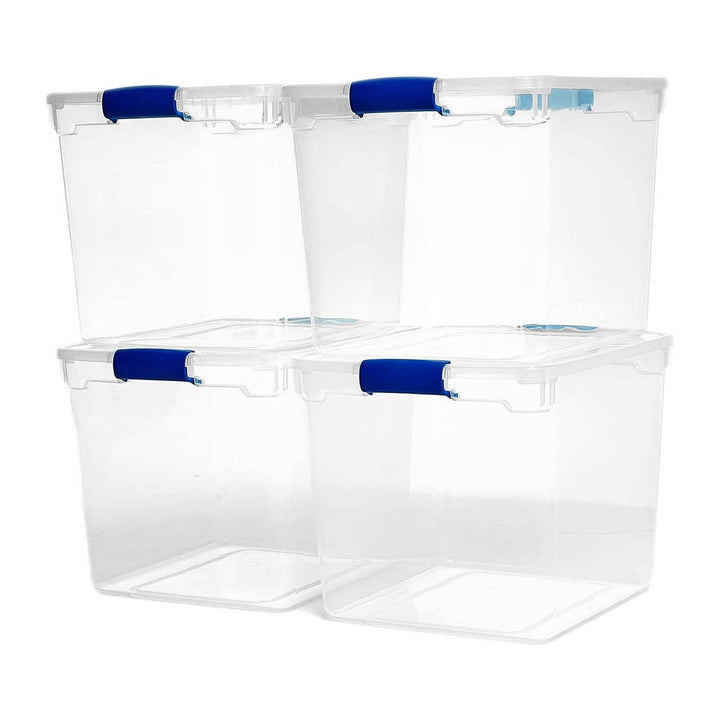 HOMZ 2 Pack Large Clear Plastic Storage Bins with Latching Lids, 112 Quart, Gray 112 QT (2 Pack)