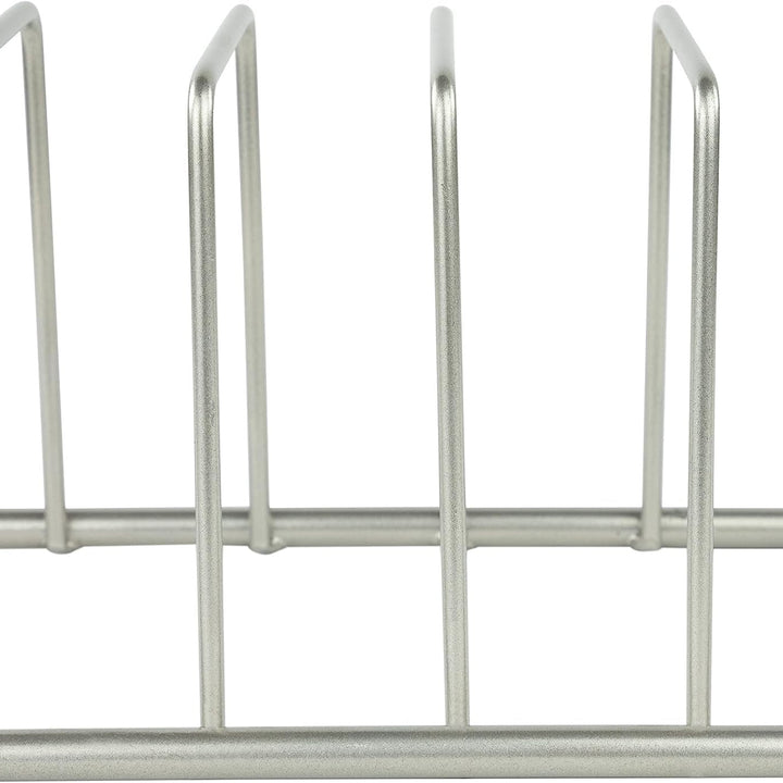 Spectrum Diversified Euro Kitchen Organizer for Plates, Cutting Boards, Bakeware Cooling Racks, Pots & Pans, Serving Trays, Reusable Containers, and Lids, Satin Nickel 13.5" x 4.5" x 4.25"