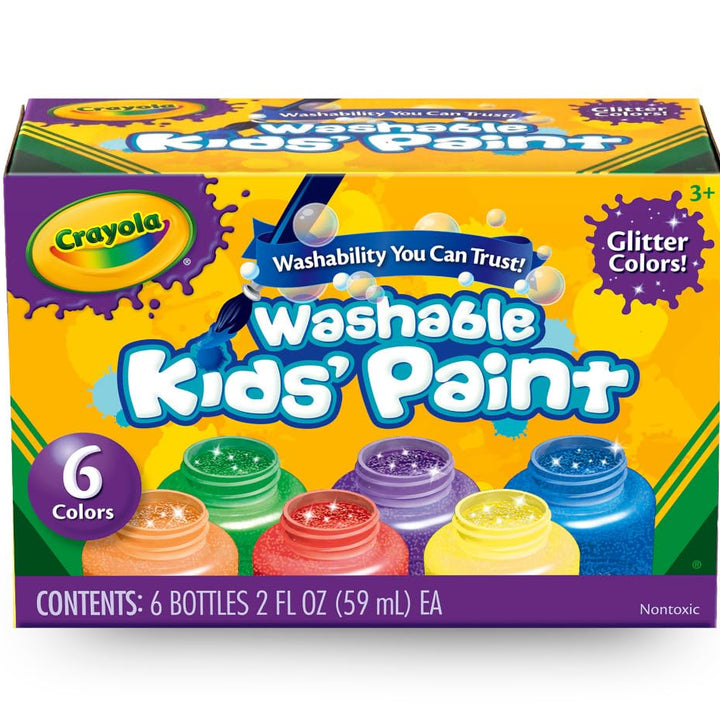 Crayola Washable Kids Paint Set (12ct), Classic and Glitter Paint for Kids, Arts & Crafts Supplies, Toddler Painting Kit, 3+ [Exclusive] 1 Count (Pack of 1) Classic & Glitter