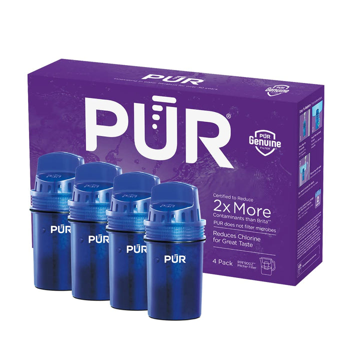 PUR 7-Cup Water Filter Pitcher Bundle with 4 Replacement Filters, Small 7-Cup Capacity, 2-in-1 Powerful Filtration, Faster Filtration, BPA Free