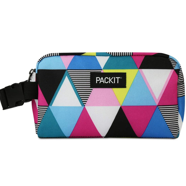 PackIt Freezable Snack Box, Triangle Stripes, Built with EcoFreeze Technology, Collapsible, Reusable, Zip Closure with Buckle Handle, Great for All Ages and Fresh Snacks on the go