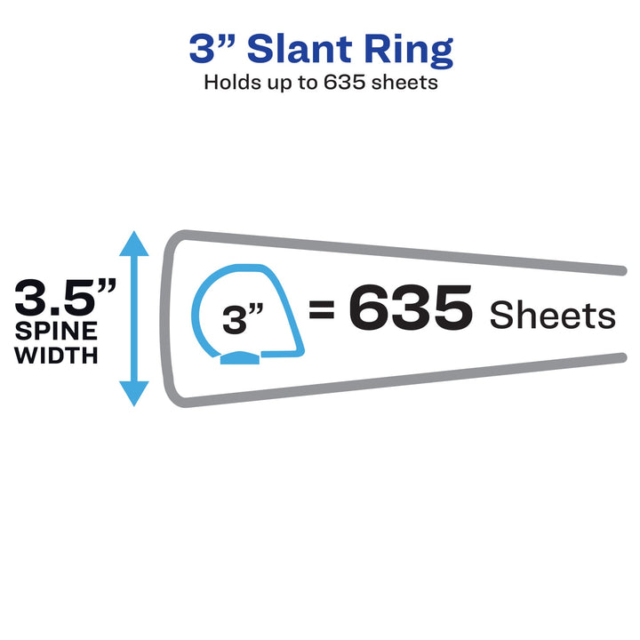 Avery Heavy-Duty View 3 Ring Binder, 3" One Touch Slant Rings, Holds 8.5" x 11" Paper, 1 Black Binder (05600) 1 Pack 3"