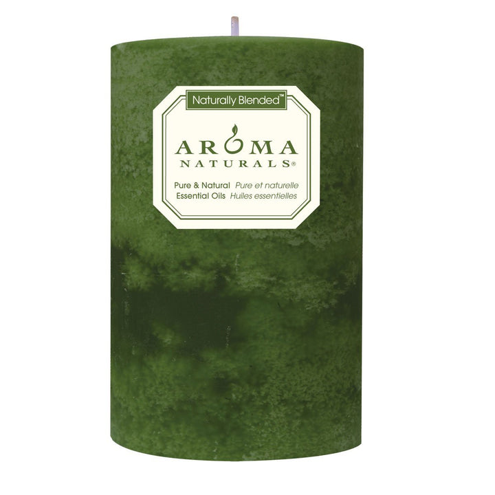 Aroma Naturals Holiday Juniper, Spruce and Basil Essential Oil Pillar Candle, Fresh Forest, 3 inch x 3.5 inch Juniper, Spruce & Basil 3" x 3.5" Pillar