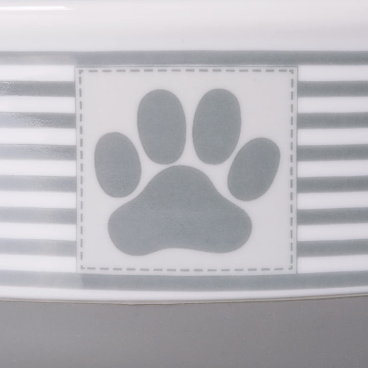 Bone Dry Paw & Patch Ceramic Pet Collection, Small Bowl, 4.25x2", Gray