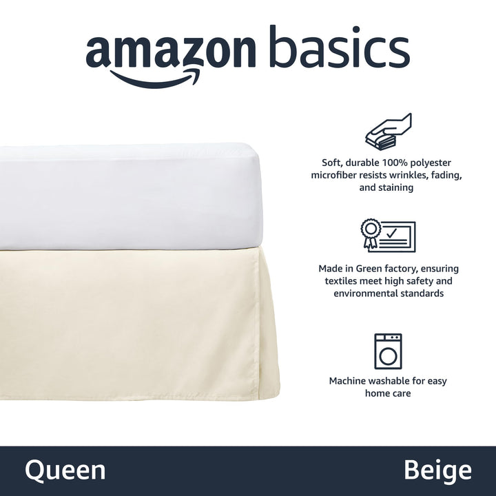 Basics Lightweight Pleated Bed Skirt, Queen, Beige