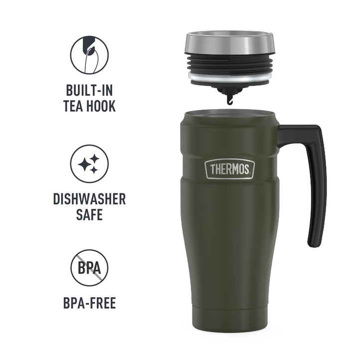 THERMOS Stainless King Vacuum-Insulated Travel Mug, 16 Ounce, Army Green