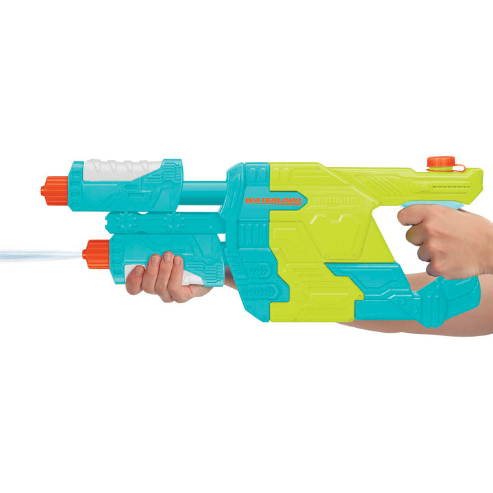 Water Warriors: Waterlord - Water Blaster - Double-Barrel, Shoots Up to 32 Feet, Outdoor Water Play, Kids Toy, Ages 6+