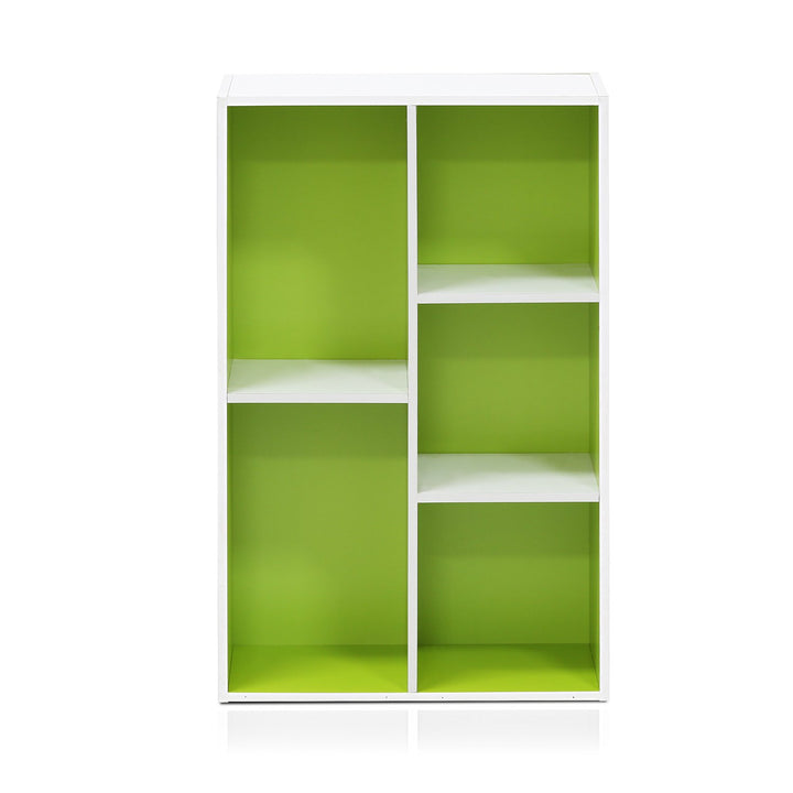 Furinno Pasir 3-Tier Open Shelf Bookcase, White/Green 11003WH/GR 3-Tier Cube