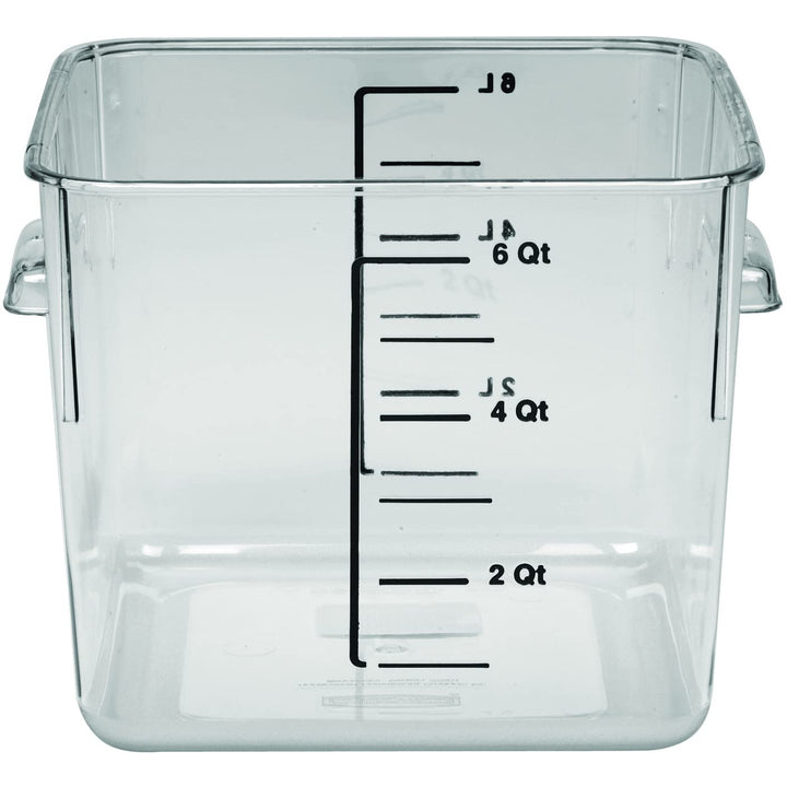 Rubbermaid Commercial Products Plastic Space Saving Square Food Storage Container For Kitchen/Sous Vide/Food Prep,Lids not included (Sold separately), 6 Quart, Clear (Fg630600Clr) 6 Qt.