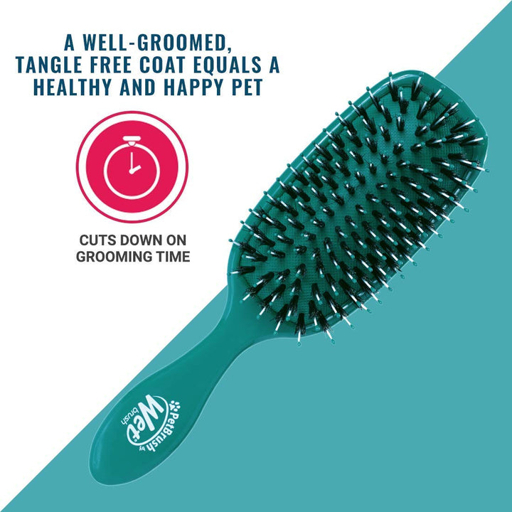 Wet Brush Pet Hair Brush, Smooth & Shine Dog and Cat Brush - De-Shedding Comb & Dematting Tool for Grooming Long or Short-Haired Dogs - Tangle-Free for Less Pulling & Tugging - Teal