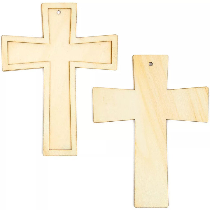 Bright Creations 12 Pack Wood Cross Ornaments with Jute String for DIY Arts and Crafts Projects, 3.8X5"