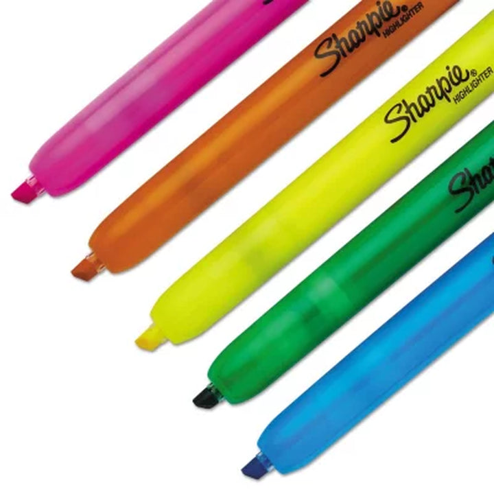 Sharpie - Retractable Highlighters, Chisel Tip, Assorted Fluorescent Colors - 5/Set