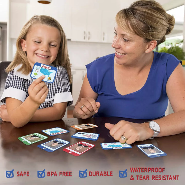 Merka Presidents, States and Capitals Flash Cards for Kids - All 50 States and 46 Presidents