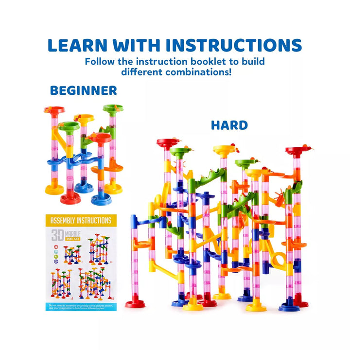 Syncfun 196 Pcs Marble Run, Construction Marble Maze Game, STEM Educational Toy, Building Block Toy, Christmas Gift for Kids Toddler Aged 3 4 5 6 7 8