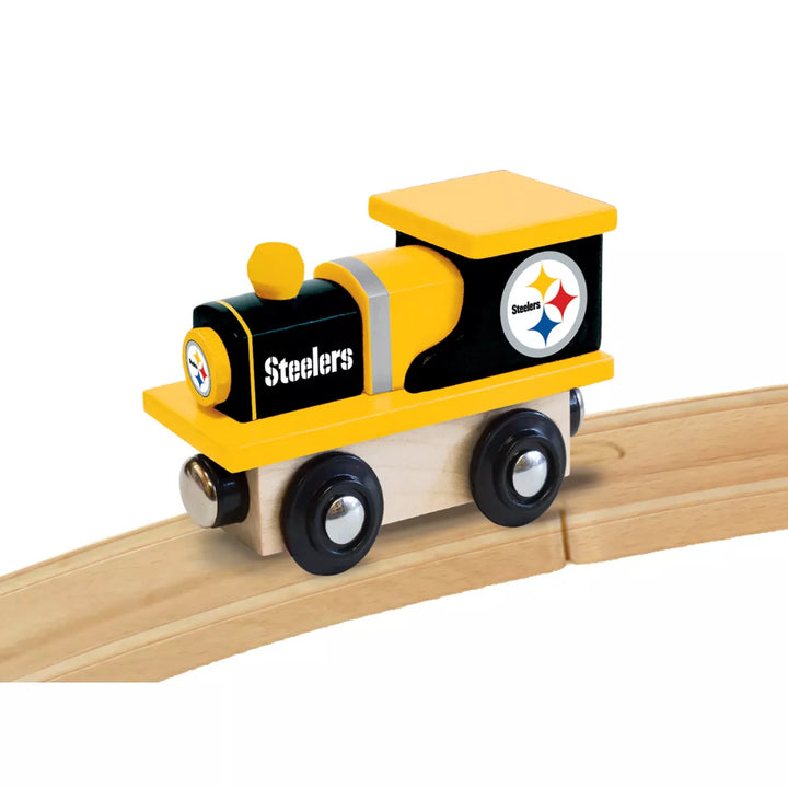 Masterpieces Officially Licensed NFL Pittsburgh Steelers Wooden Toy Train Engine for Kids.