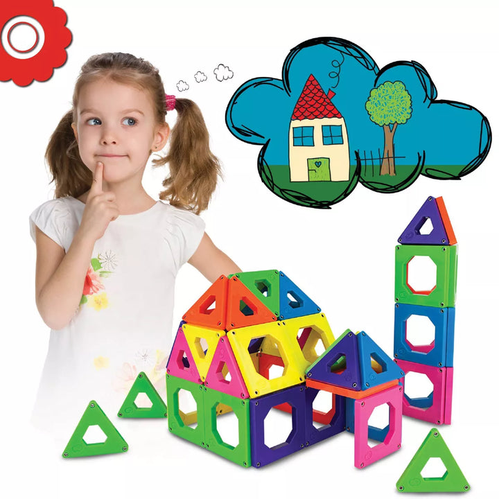 Discovery Kids Magnetic Tile Building Blocks Set 50Pc