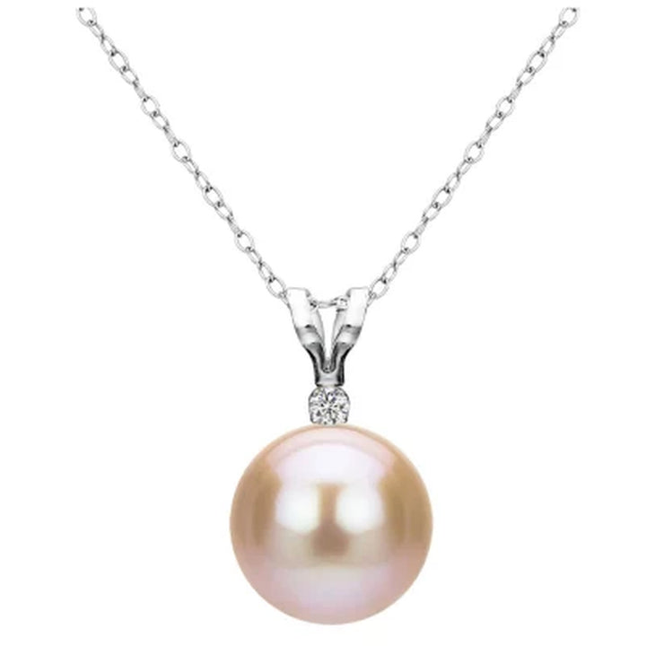 7-7.5MM Freshwater Pearl and Diamond Pendant and Earring Set