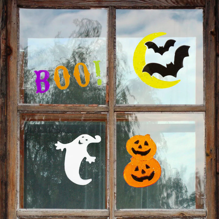 Northlight 10-Piece Moon and Bats Halloween Gel Window Clings