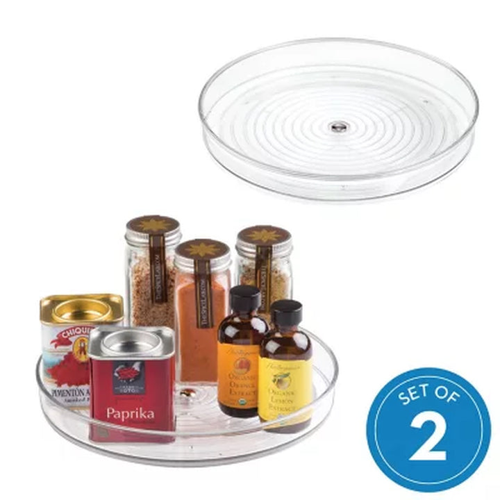 Idesign 2-Piece Set of 9" Clear Turntable Lazy Susan Organizers