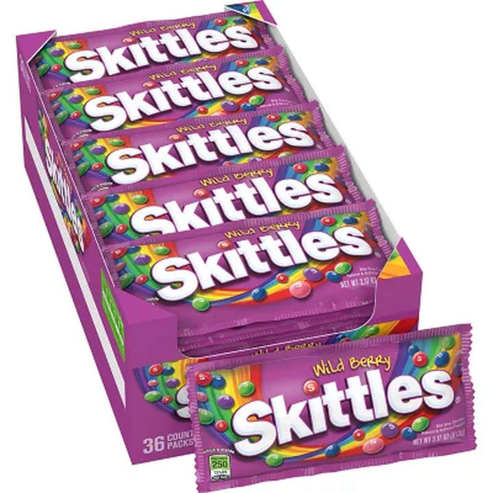 Skittles Wild Berry Fruity Chewy Candy, Full Size, 2.17 Oz., 36 Pk.