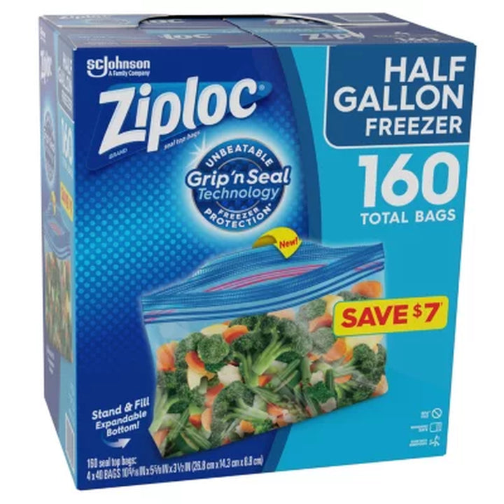 Ziploc Half Gallon Freezer Bags, 160 Ct.